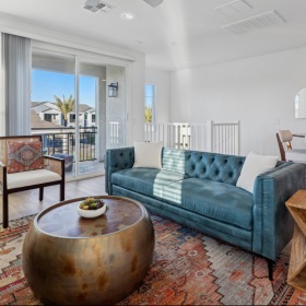 Furnished living room with natural light